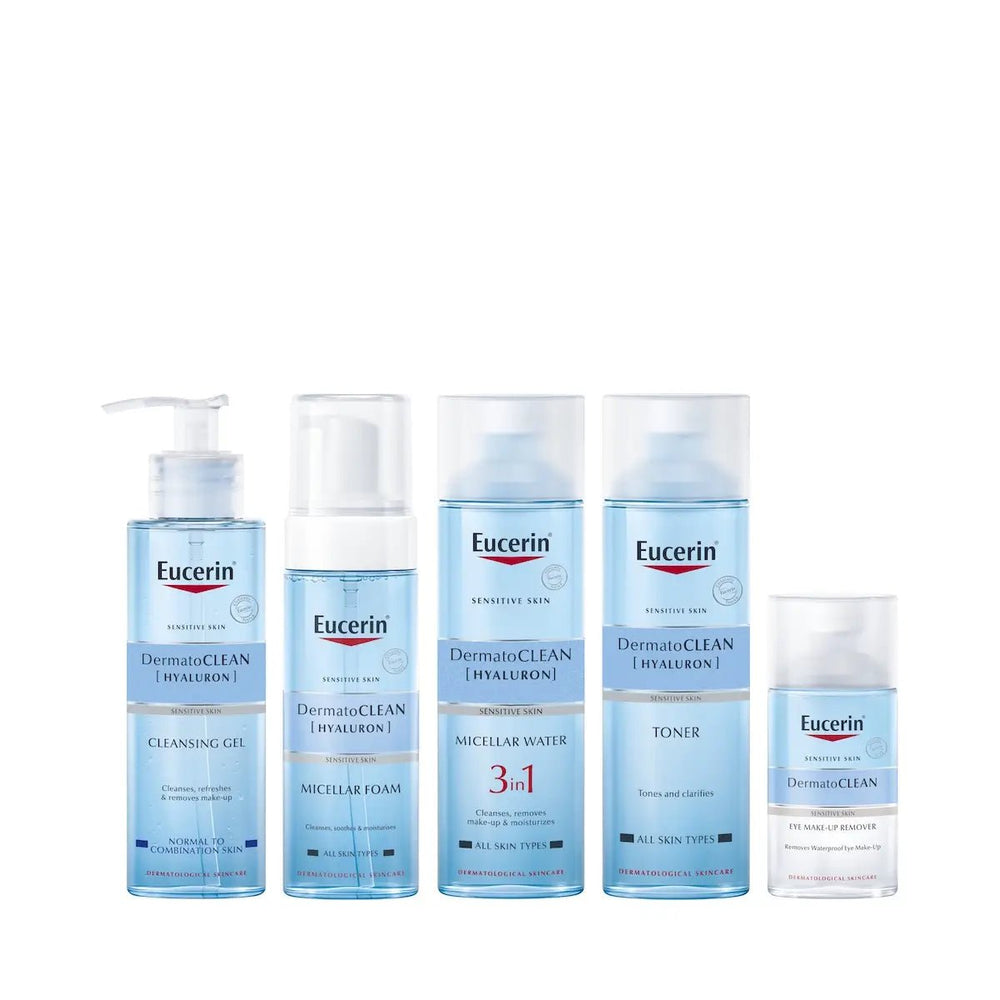 Mieto ja tehokas Eucerin DermatoCLEAN [HYALURON] puhdistusgeeli normaalille ja sekaiholle