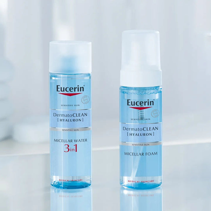Eucerin DermatoCLEAN [HYALURON] 3 in 1 Micellar Foam Puhdistusvaahto - Tuote kuvaus: Vaahtoava misellivesi, joka poistaa epäpuhtaudet, meikin ja ylimääräisen talin hellävaraisesti ja säilyttää ihon kosteustasapainon Sopii kaikille ihotyypeille, myös herkälle iholle