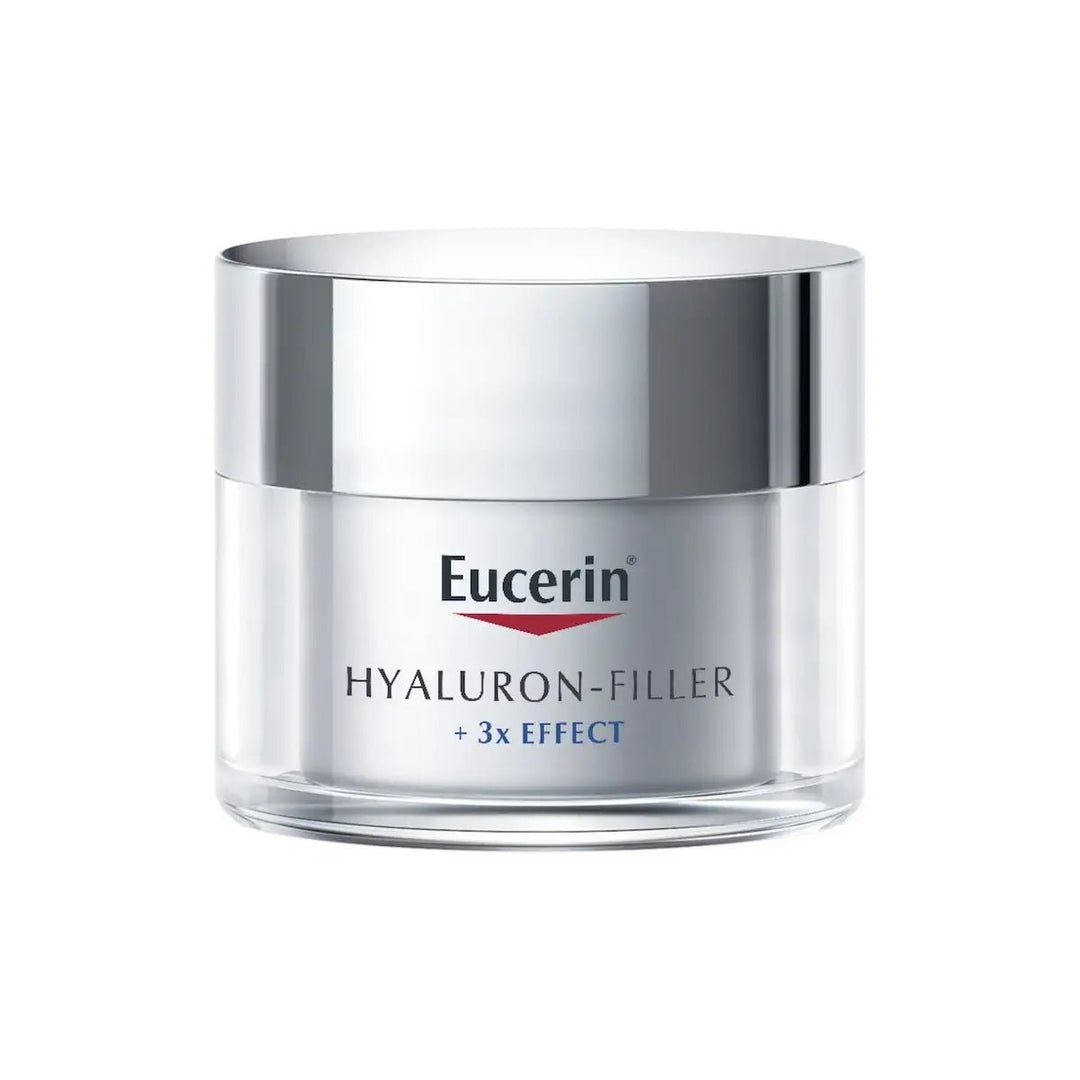 Kuva Eucerin Hyaluron-Filler Day Cream Dry Skin SPF 15 -voiteesta täyttämässä ryppyjä ja juonteita