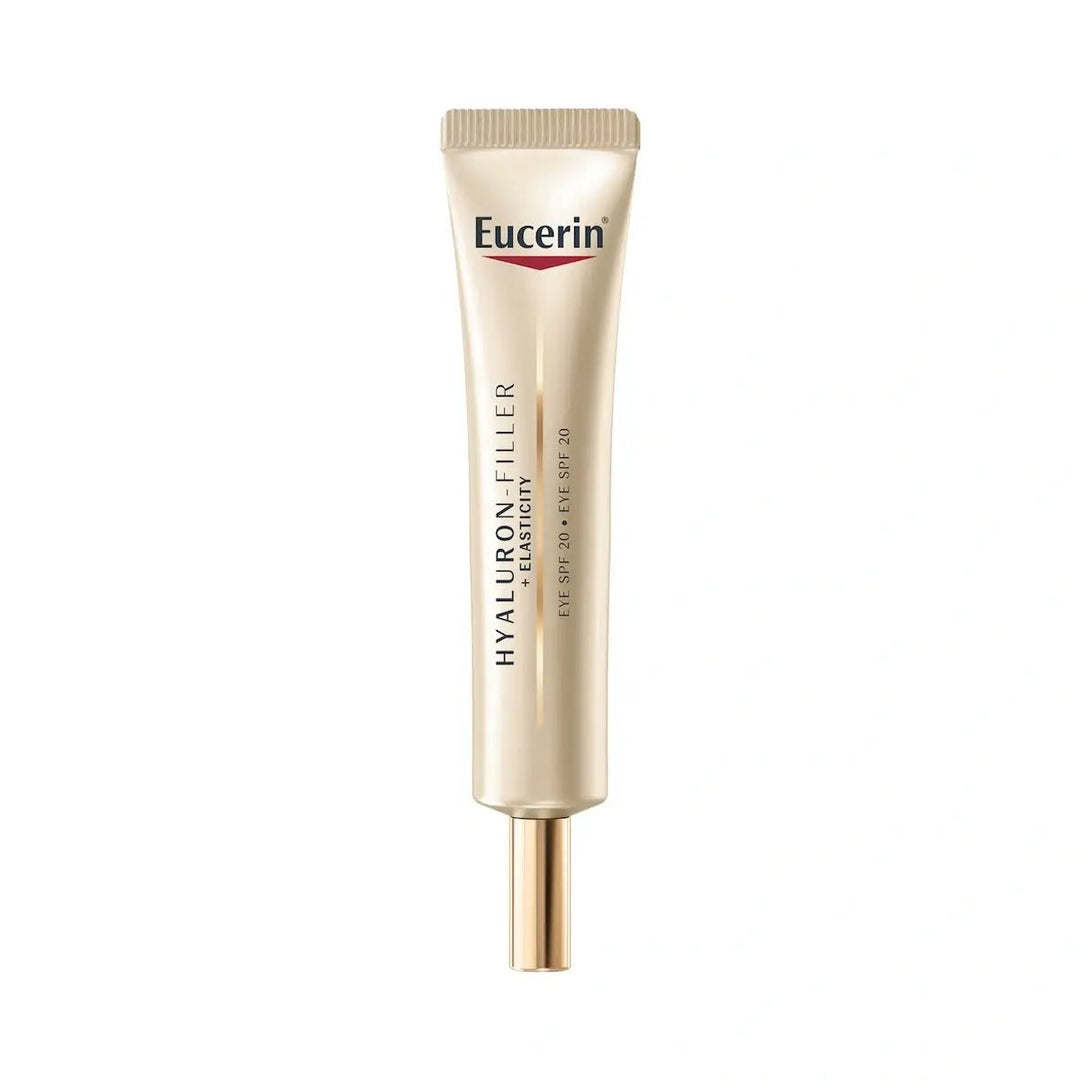 Eucerin Hyaluron-Filler + Elasticity Eye SPF 20 - ikääntymistä estävä silmänympärysvoide ikääntyvälle iholle, joka sisältää hyaluronihappoa ja arktiiinia, SPF 20 ja UVA-suodattimen, hajusteeton ja oftalmologisesti testattu