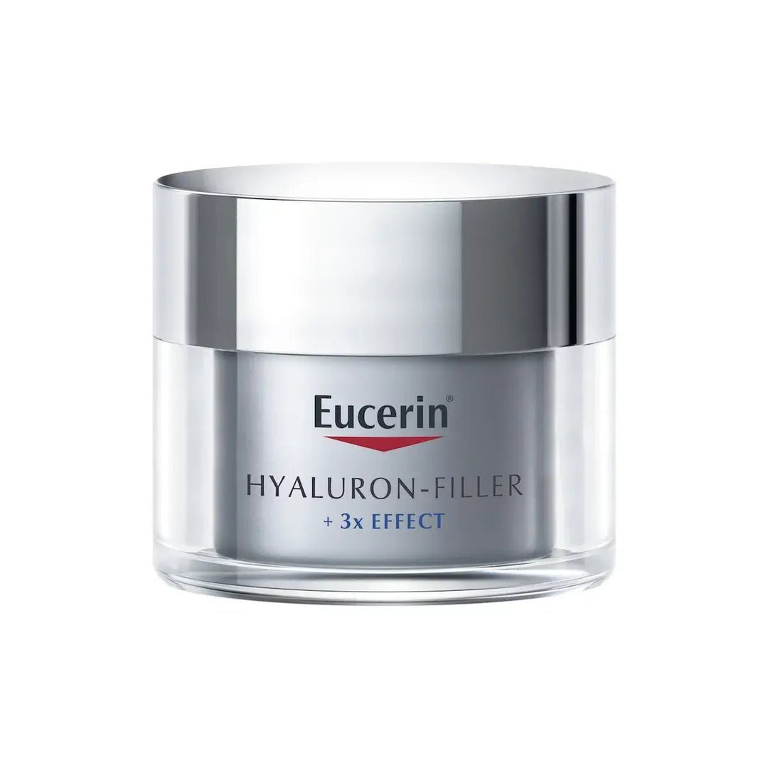 Kasvojenhoitotuote Eucerin Hyaluron-Filler Night Cream tasoittaa ryppyjä ja edistää ihon uusiutumista