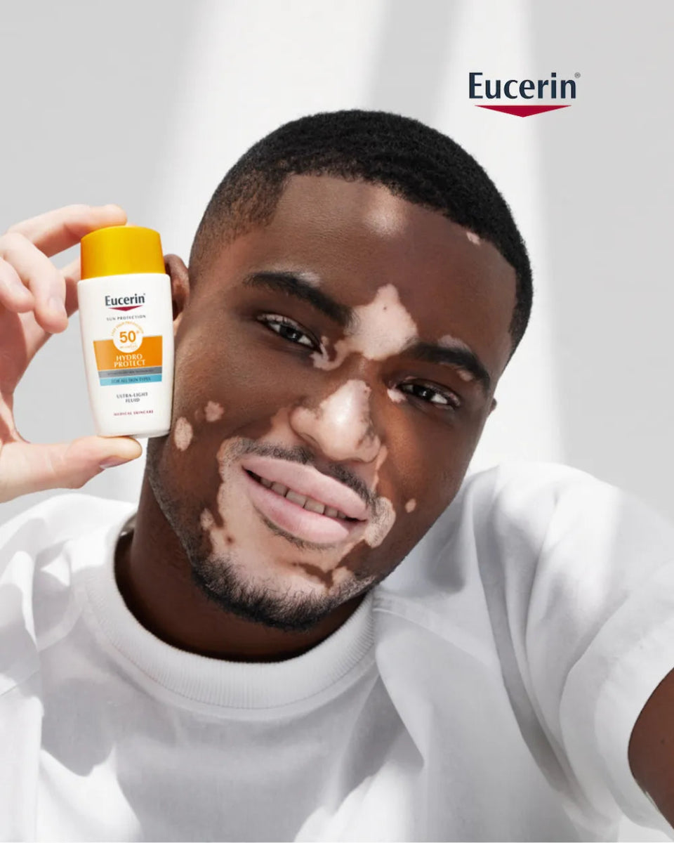 Eucerin Sun Face Hydro Protect SPF50+ aurinkosuoja ei jätä rasvaista tunnetta ja levittyy helposti