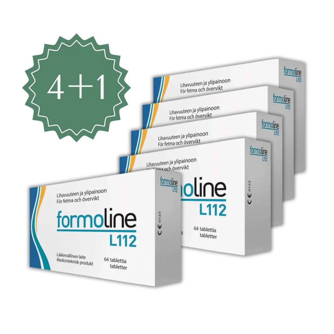 Formoline L112 500mg, 4 x 64 tabl (+1 ilmaiseksi) Kampanja - tehokas painonhallintatuote, joka sisältää 4 pakkausta 64 tabletin kanssa, saat yhden ilmaiseksi