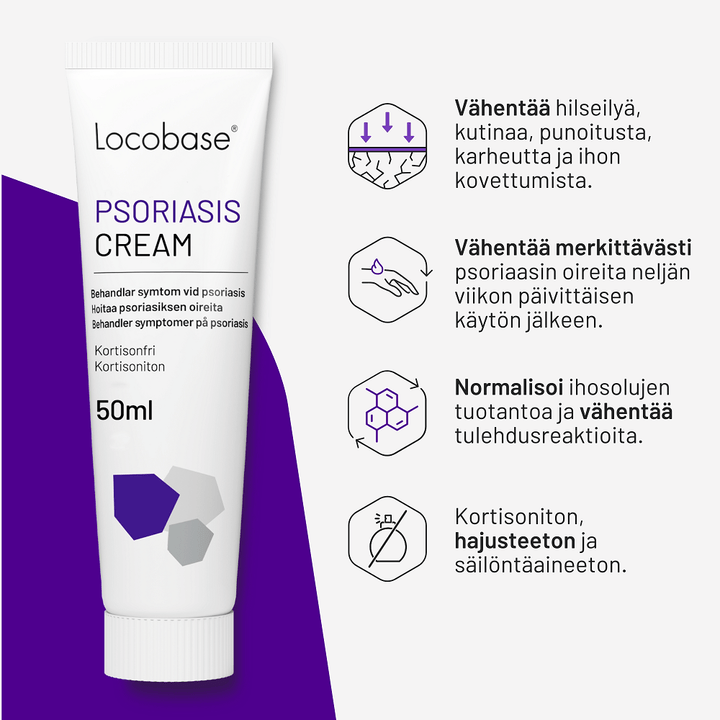 Locobase Psoriasis Cream on tehokas hoitovoide psoriasiksen ihottuman hoitoon