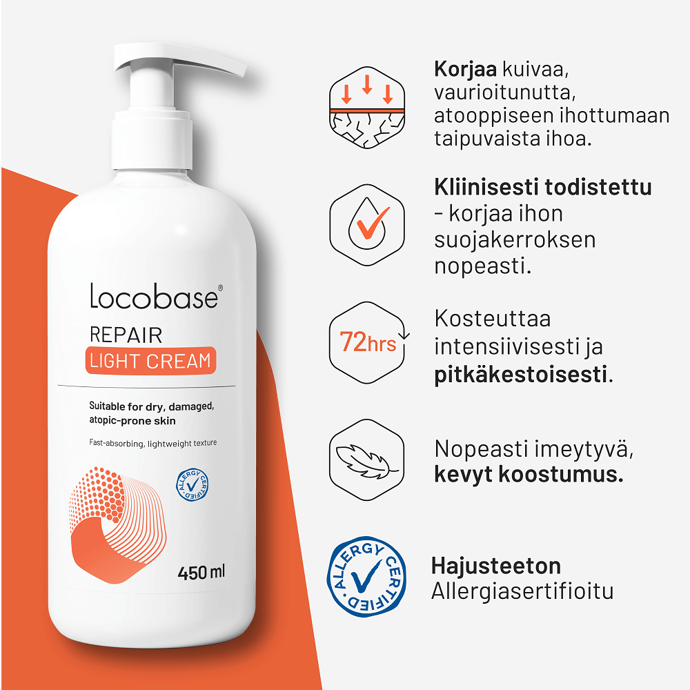  Locobase Repair Light Voide, 450 ml - Ravitseva ja kosteuttava voide kuivalle ja herkälle iholle