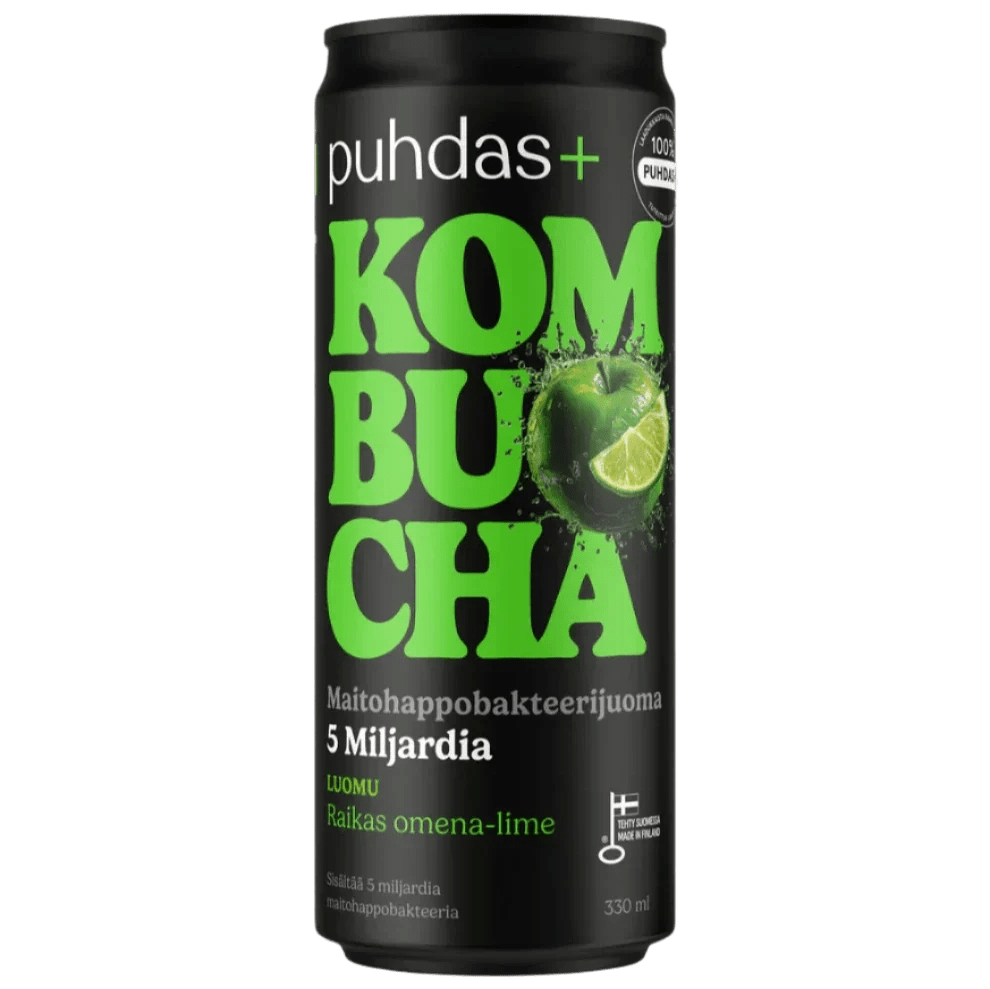 Luomu Kombucha Raikas Omena-Lime 330 ml - Luonnollinen ja virkistävä alkuperäinen kombuchajuoma