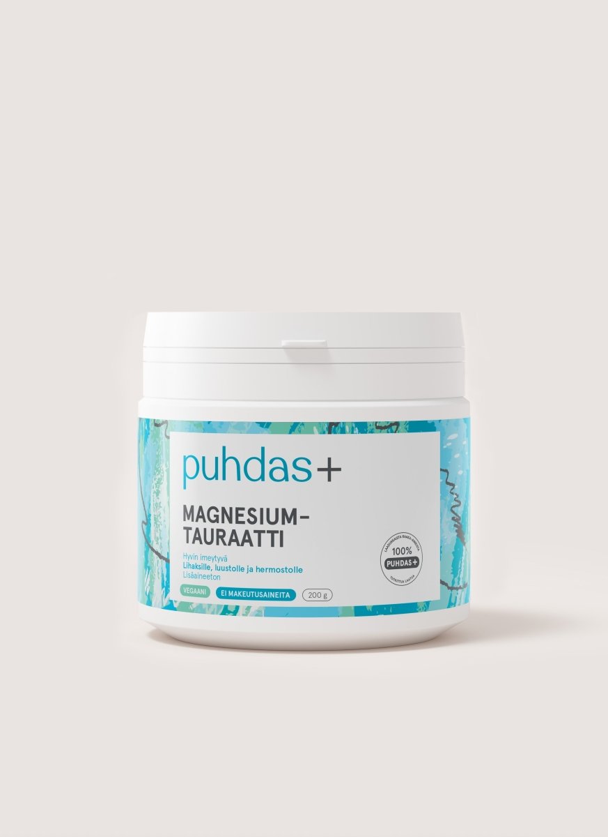 Puhdas+ Magnesiumtauraatti - Luonnollinen ja tehokas magnesiumlisä, joka tukee kehon toimintaa