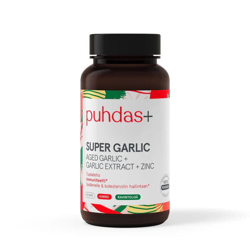 Puhdas+ Super Garlic, Valkosipuli - Aged Garlic, Garlic Extract and Zinc Supplement