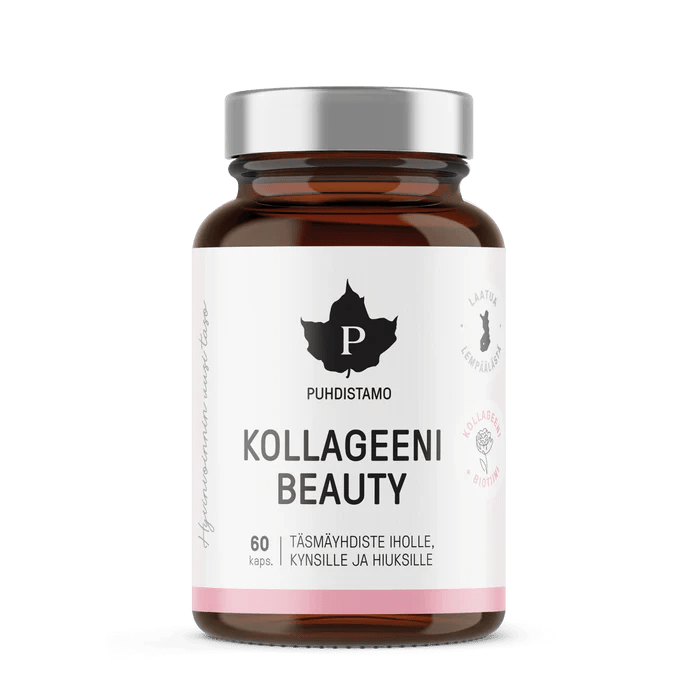  Puhdistamo Kollageeni Beauty - Pakkaus sisältää 100% puhdasta kollageenijauhetta ihon ja hiusten hyvinvointiin