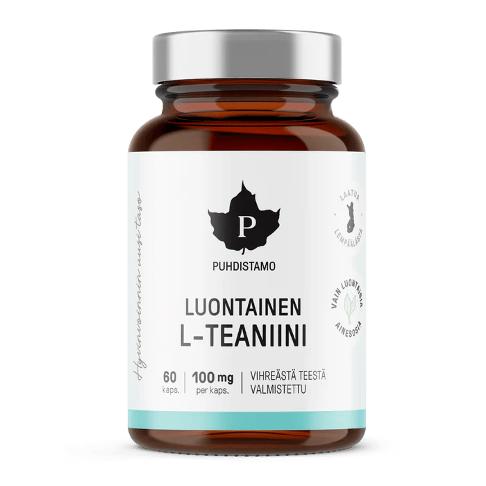 Puhdistamon Luontainen L-Teaniini 100 mg 60 kapselin tuotekuvaus ja esittely