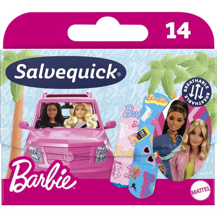 Salvequick Barbie lastenlaastari 14 kpl - Pakkaus lasten ihonhoitotuotteita