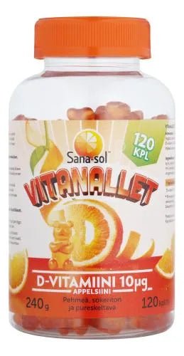 Sana-Sol Vitanallet D-Vitamiini 10 Mikrog Appelsiini - Apteekki 360 Helsinki - Verkkoapteekki