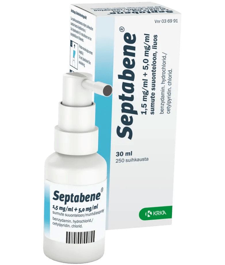 Septabene 1,5 mg/ml/5 mg/ml sumute suuonteloon, liuos suihkepullo - Apteekki 360 Helsinki - Verkkoapteekki