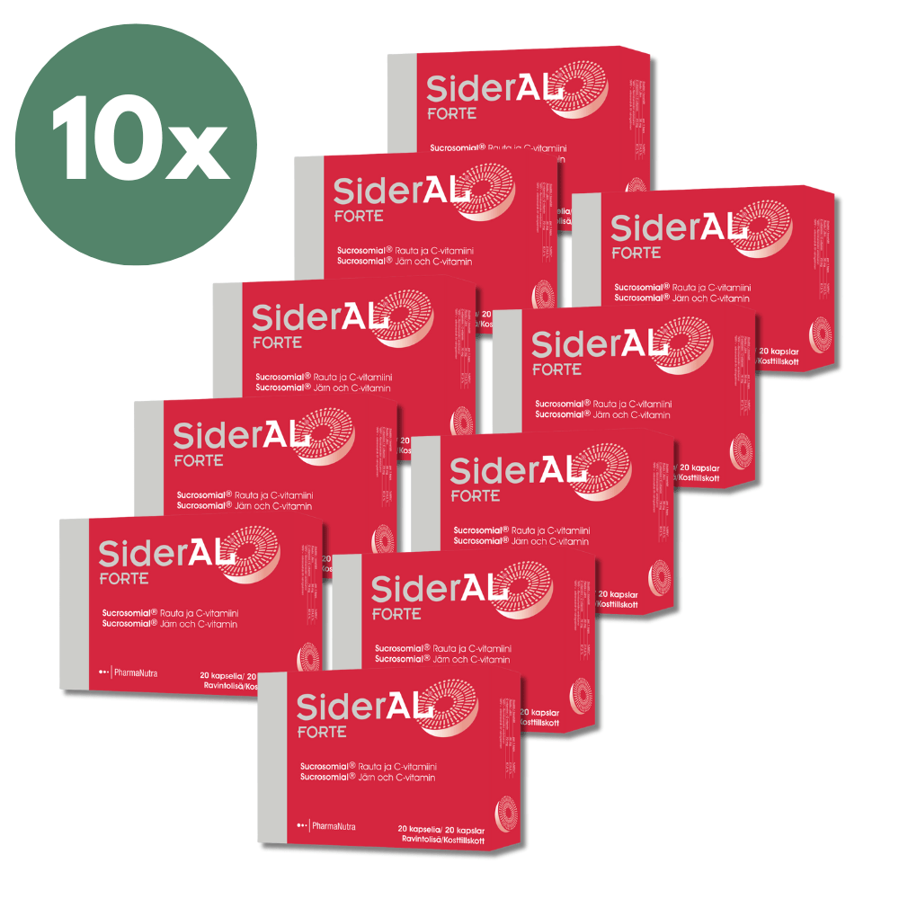 Sideral Forte 30mg 10x20 kapselin pakkaus - rautavalmiste anemian hoitoon