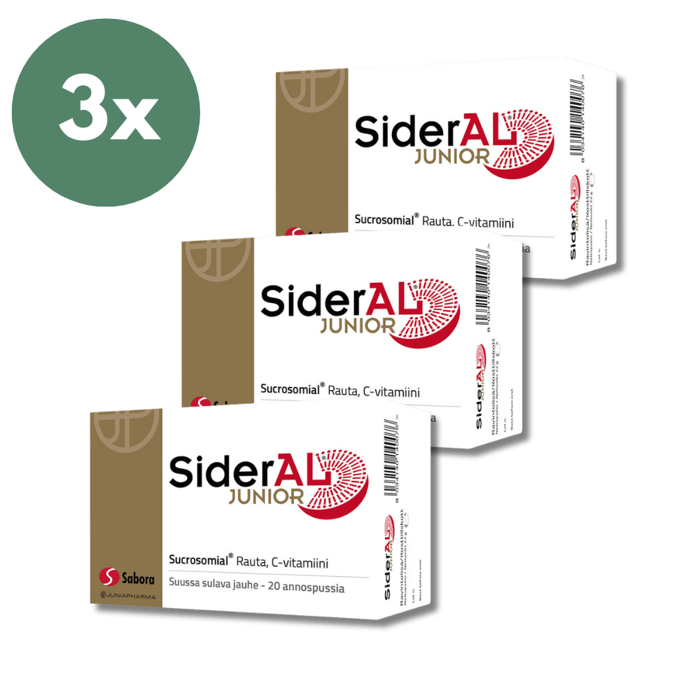 Sideral Junior 14 mg, 3x20 pss - rautalisä lapsille anemiasta kärsiville