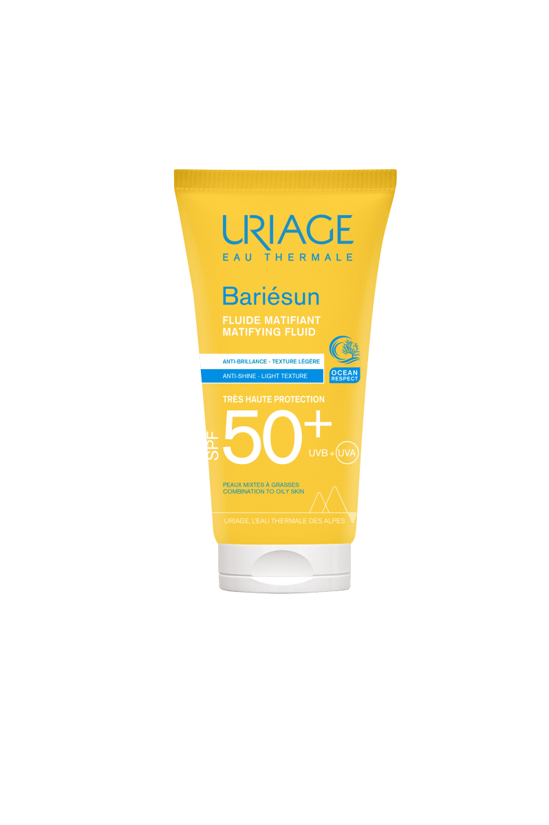 Uriage Bariesun SPF50+ mattapinnan jättävä neste 50 ml -tuotetta kuvaava kuva