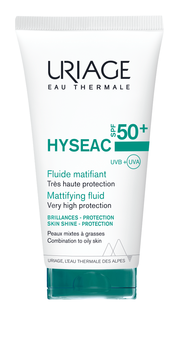 Uriage Hyseac SPF50+ fluid 50 ml - aurinkovoide rasvaiselle iholle, suojaa UV-säteiltä