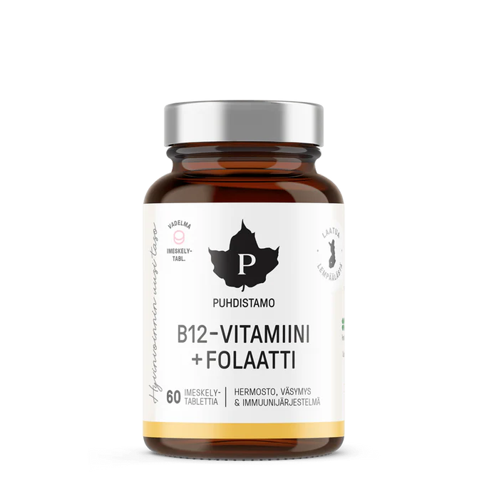 Puhdistamo B12 + folaatti (Quatrefolic®), vadelma 60 tabl.