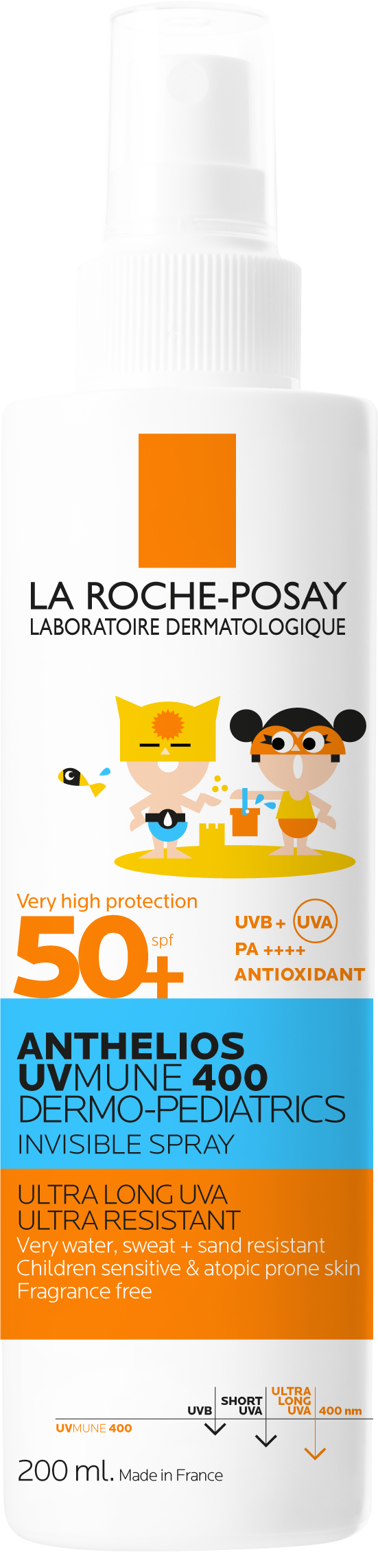 La Roche-Posay Anthelios UVMUNE 400 lasten aurinkosuojasuihke SPF50+ 200 ml - tehokas ja pitkäkestoinen aurinkosuoja lapsille