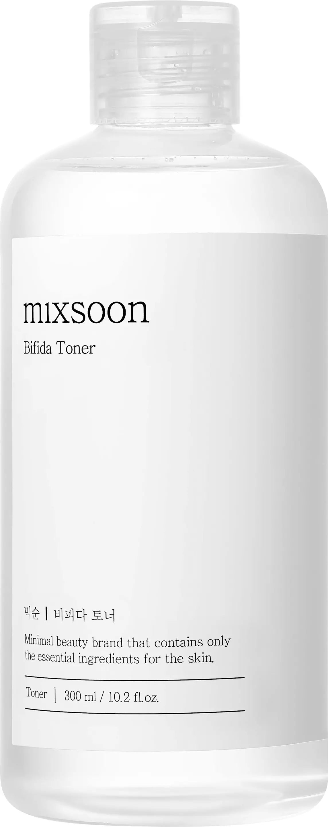 Kuva Mixsoon Bifida Toner 300 ml -tuotteesta, joka sisältää bifidaa ja on kooltaan 300 ml, sopii erinomaisesti ihonhoitoon