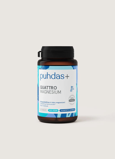 Puhdas+ Quattro Magnesium - Luonnollinen ja tehokas magnesiumlisä neljällä eri magnesiummuodolla