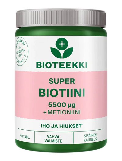 Bioteekki Super Biotiini (+Metioniini) 5500 ug - Apteekki 360 Helsinki - Verkkoapteekki