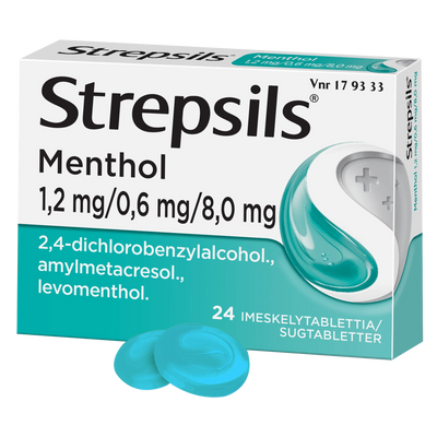 Strepsils Menthol 0,6 Mg/1,2 Mg/8 Mg Imeskelytabl - Apteekki 360 Helsinki - Verkkoapteekki