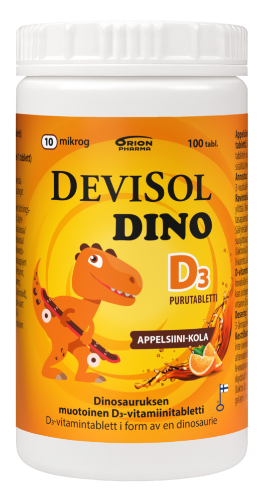 Devisol Dino appelsiini-kola D-vitamiini 10 mikrog purutabl