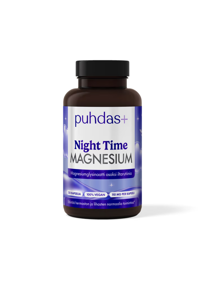 Puhdas+ Night Time Magnesiumglysinaatti 120 kaps