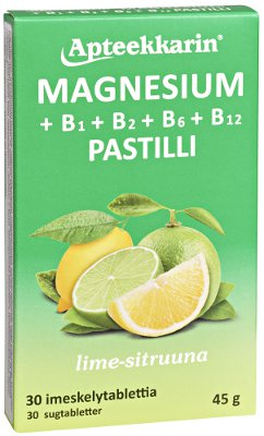 Apteekkarin Magnesium+ B Pastilli Sitruuna