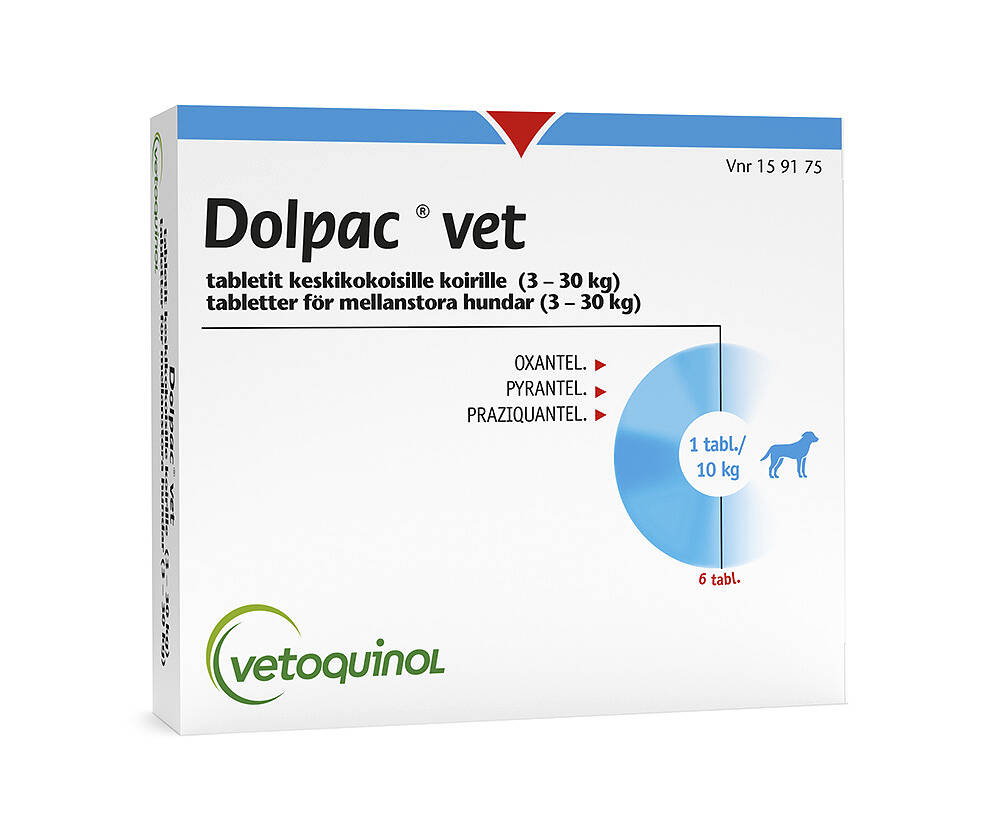Dolpac Vet Tabletit Keskikokoisille Koirille 50 Mg/144 Mg/200,28 Mg Tabl 3-30 Kg