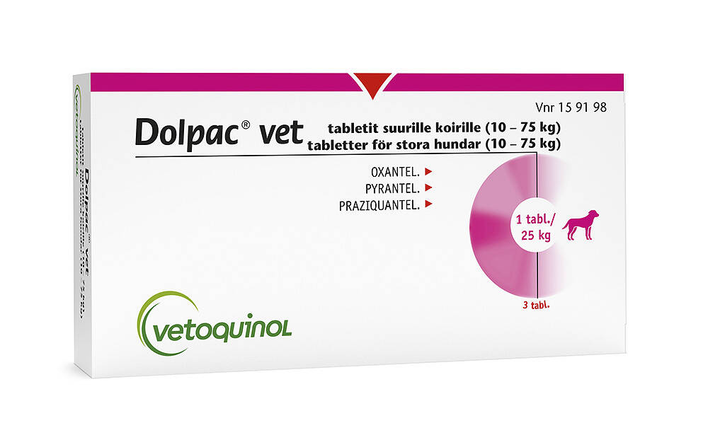 Dolpac Vet Tabletit Suurille Koirille 125 Mg/360 Mg/500,7 Mg Tabl 10-75 Kg