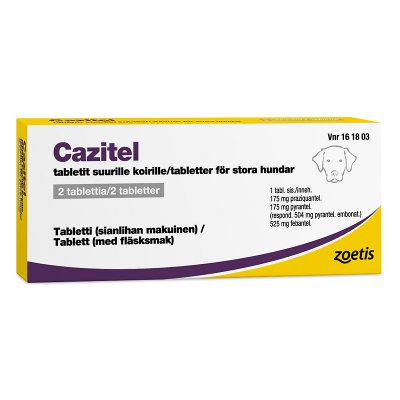 Cazitel Tabletit Suurille Koirille 175 Mg/504 Mg/525 Mg Vet Tabl Läpipainopakkaus Kotelossa