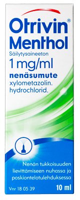Otrivin Menthol Säilytysaineeton 1 Mg/Ml Nenäsumute, Liuos