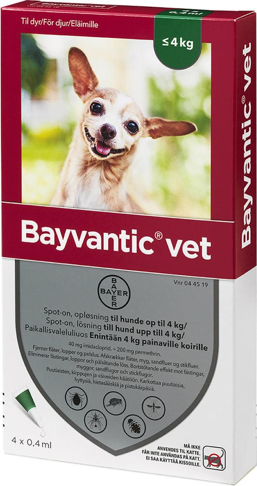 Bayvantic Vet Enintään 4 Kg Painaville Koirille 40 Mg/200 Mg Paikallisvaleluliuos - Apteekki 360 Helsinki - Verkkoapteekki