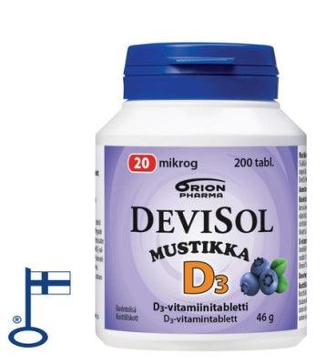 DeviSol Mustikka 20 mcg - D-vitamiini - Apteekki 360 Helsinki - Verkkoapteekki