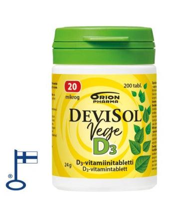 DeviSol Vege 20 mcg - D-vitamiini vegaaninen - Apteekki 360 Helsinki - Verkkoapteekki