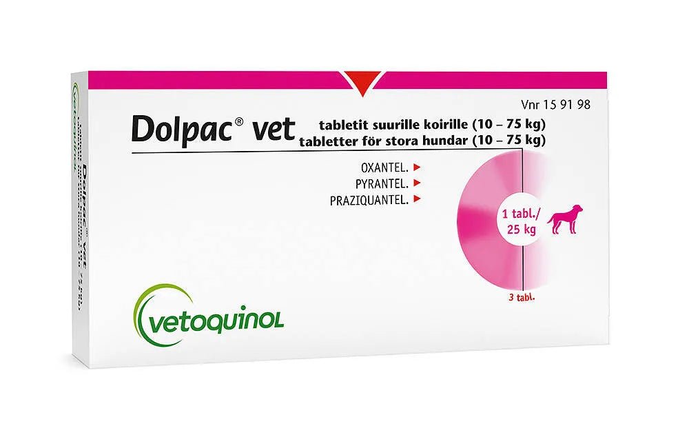 Dolpac Vet Tabletit Suurille Koirille 125 Mg/360 Mg/500,7 Mg Tabl 10-75 Kg - Apteekki 360 Helsinki - Verkkoapteekki