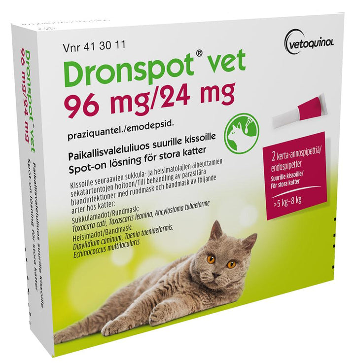Dronspot Vet 24 Mg/96 Mg Paikallisvaleluliuos Suurille Kissoille - Apteekki 360 Helsinki - Verkkoapteekki