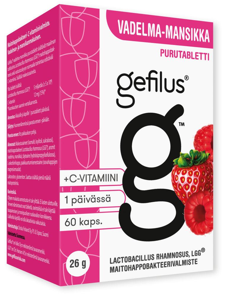 Gefilus Vadelma-Mansikka Purutabletti - Apteekki 360 Helsinki - Verkkoapteekki
