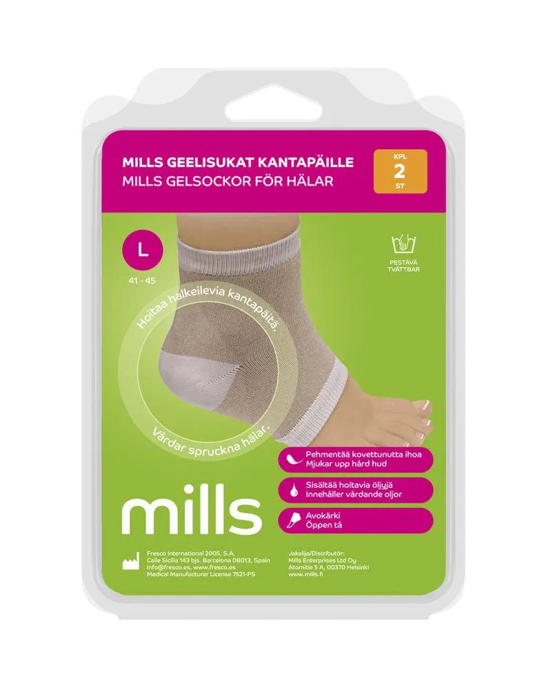 Mills Geelisukat Kantapäille, Koko L - Apteekki 360 Helsinki - Verkkoapteekki