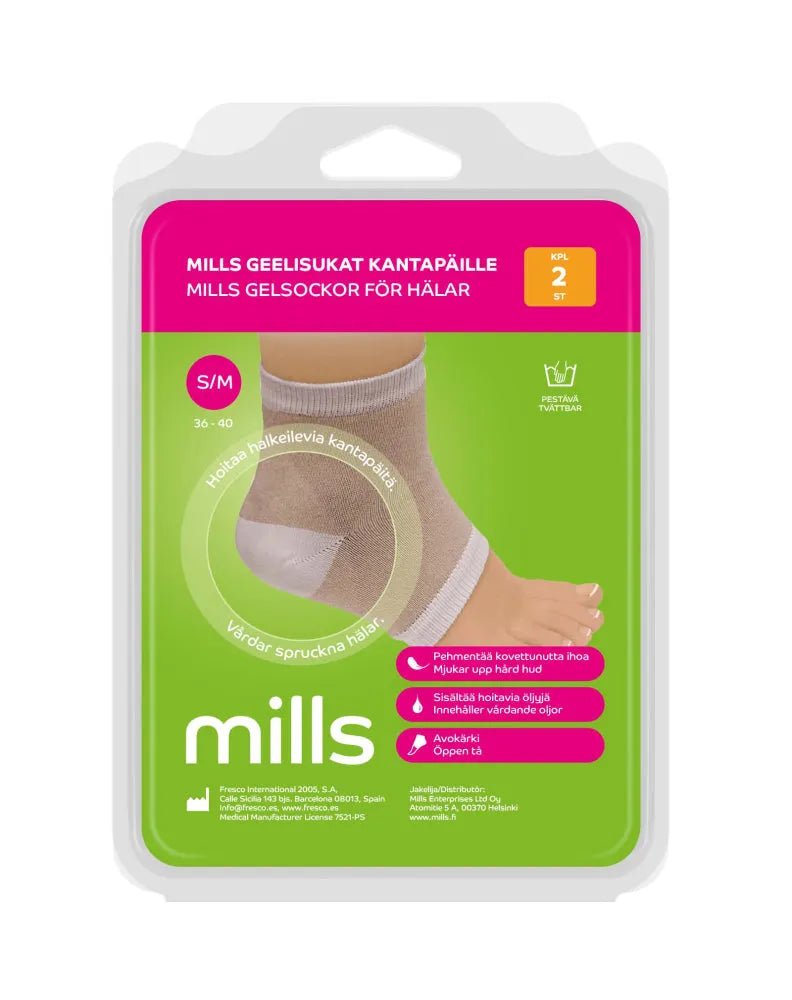 Mills Geelisukat Kantapäille, Koko S/M - Apteekki 360 Helsinki - Verkkoapteekki