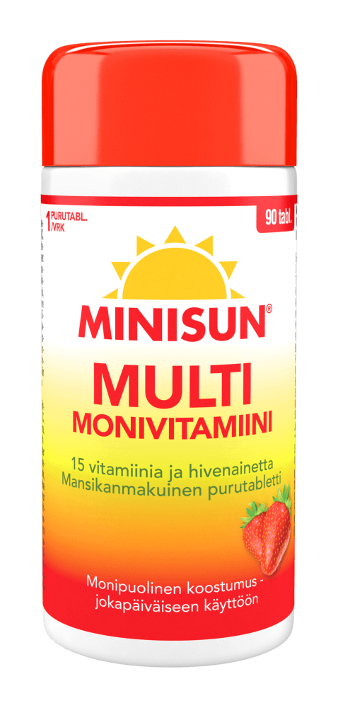 Minisun Monivitamiini Multi Mansikka - Apteekki 360 Helsinki - Verkkoapteekki