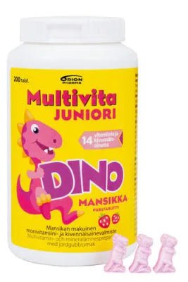 Multivita Juniori Dino Mansikka - Apteekki 360 Helsinki - Verkkoapteekki