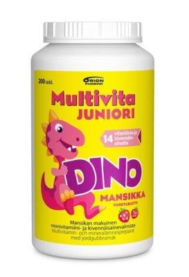 Multivita Juniori Dino Mansikka - Apteekki 360 Helsinki - Verkkoapteekki