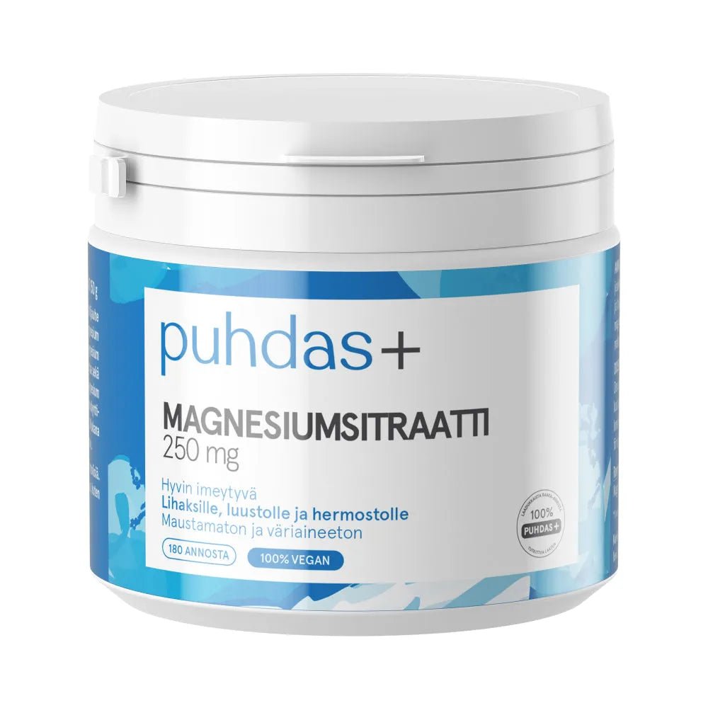 Puhdas+ Magnesiumsitraatti 250 Mg, 180 Annosta - Apteekki 360 Helsinki - Verkkoapteekki