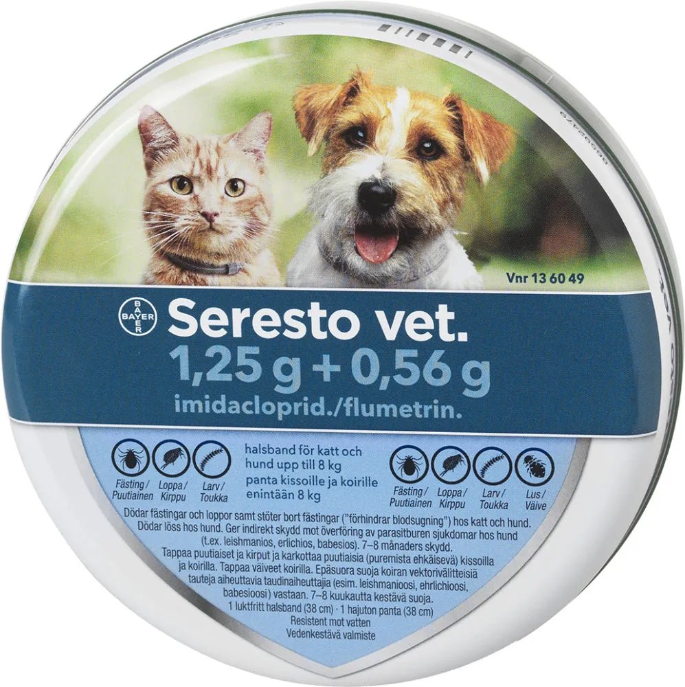 Seresto Vet Kissoille Ja Koirille Alle 8 Kg 0,56 G/1,25 G Panta - Apteekki 360 Helsinki - Verkkoapteekki