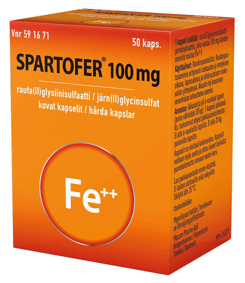 Spartofer 100 Mg Kaps, Kova - Apteekki 360 Helsinki - Verkkoapteekki