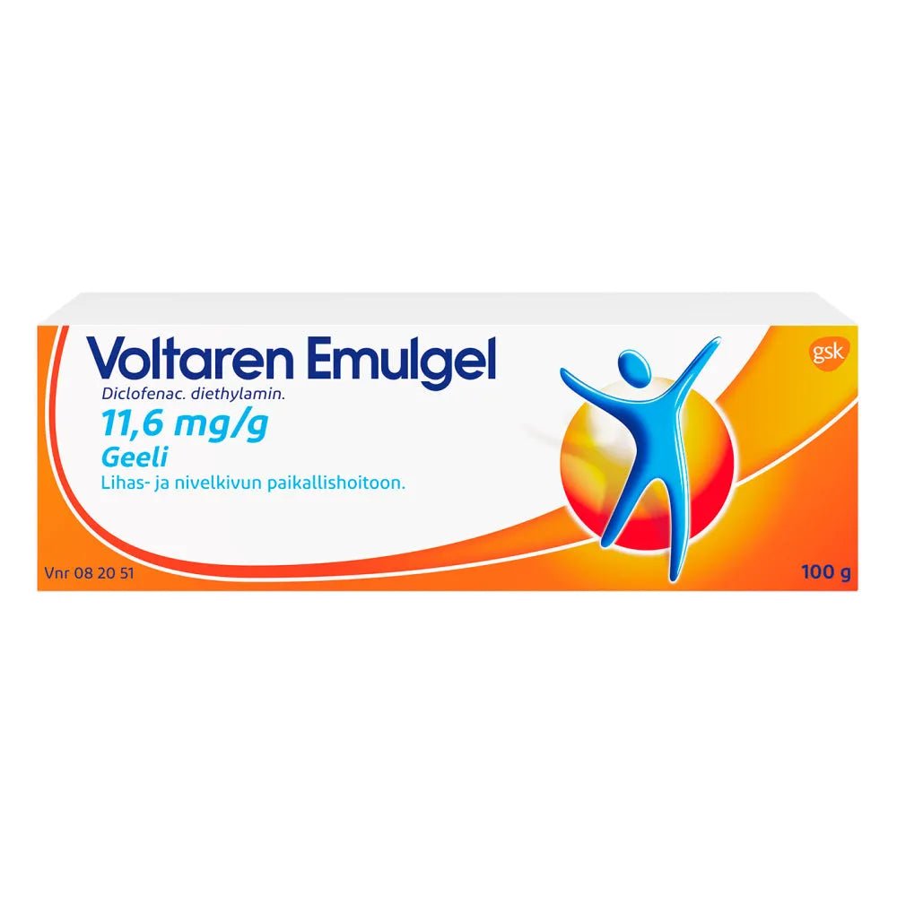 Voltaren Emulgel 11,6 mg/g Geeli - Lievittää kipua ja vähentää tulehdusta niveliin ja lihaksiin Sopii alle 14-vuotiaille vain lääkärin määräyksestä