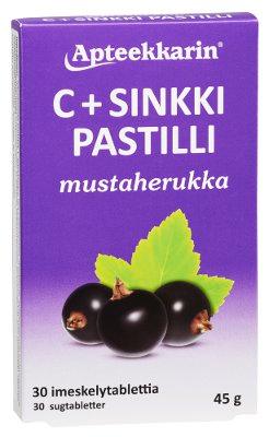 Apteekkarin C+ Sinkki Pastilli Mustaherukka - Apteekki 360 Helsinki - Verkkoapteekki